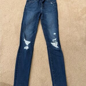 Abercrombie & Fitch Blue High-Rise Super Skinny Jeans Distressed Stretch